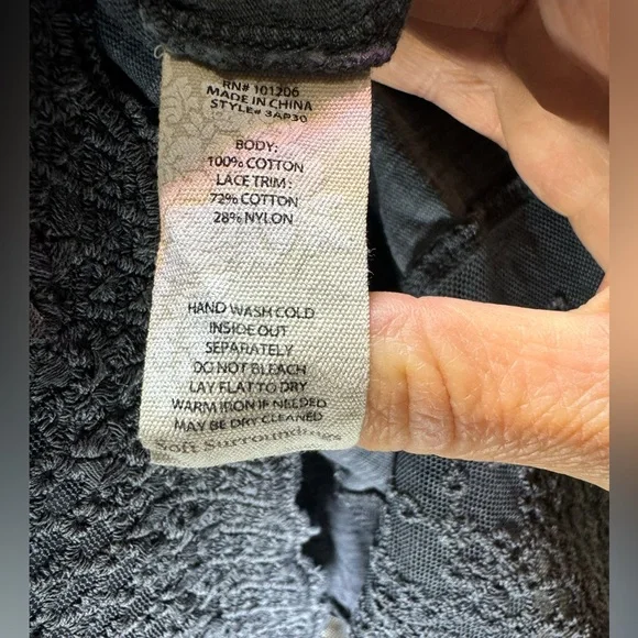 Soft Surroundings Gray Cotton Tunic Top Decorative Hemline Lagenlook Size PXL - Picture 9 of 9